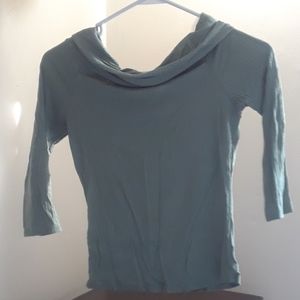 Green slight cowl neck top